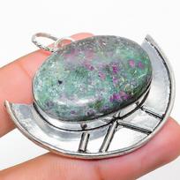 Ruby in Fuchsite Ethnic 925 Sterling Silver Jewelry Pendant 1.97  C2k98