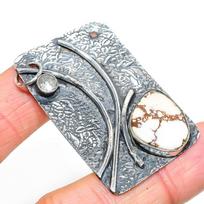 Wild Horse, White Topaz 925 Sterling Silver Jewelry Pendant 2.13  c0n18