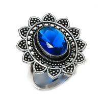 Blue Topaz Handmade 925 Sterling Silver Jewelry Ring Size 8.5 N4k06