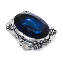 Blue Topaz Handmade 925 Sterling Silver Jewelry Ring Size 8 E6u22