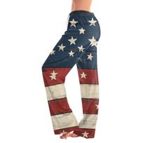 Women's Independence Day Printed Casual Straight Trousers Home Pajama Pants Casual Trousers L mėlyna