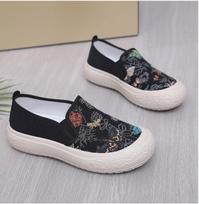 2025 spring new loafers canvas women's shoes lazy one-pedal platform fisherman shoes fashion casual cloth shoes women 36