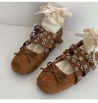 Fashion trend retro ballet style flat bottom shallow mouth single shoes women's 2025 new spring and autumn versatile French Mary Jane shoes 35 ruda