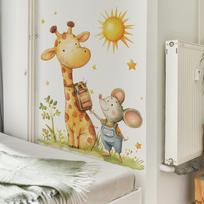 2 vnt. Dažytos žirafos pelės Miegamojo Svetainės Namų Fono Gražinimo Dekoro Sieniniai Lipdukai 29*90cm*2pcs/fun-c90 beige
