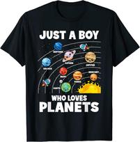 Just A Boy Who Loves Planets Solar System Astrology Space T-Shirt Planets-Lover Nerd Graphic Tee Funny Physical Scientist Tops S juoda