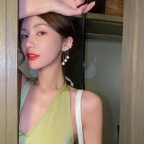 Fashion Long Korean  Tassel Pearl Stud Wild Earrings Long Pearl Earrings One Size auksas