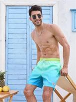 Men's Summer Swim Trunks Quick Dry Shorts With Pockets Plus Gradient Print Beach Shorts XXL mėlyna