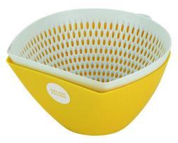 Delish Kitchen Pearl Metal Chili Tori Colander Bowl Large Yellow CC-1387 geltona