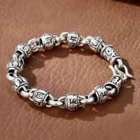 New Retro Vintage Six Character Mantra Round Bead Fortune Bracelet for Boyfriend 18CM