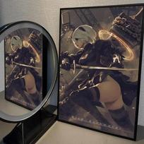 Nier Automata 2B Art Poster Good Quality Prints And Posters Vintage Room Home Bar Cafe Decor Aesthetic Art Wall Canvas Painting 21cm×30cm NoFrame gray