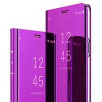 Luxury iPhone XS Case, Full Protection Leather Slim Translucent Clear View Cover Shockproof Stand, Purple