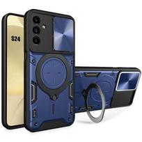 Protective case - BOOLING - for Samsung Galaxy S24 - Navy Blue - Shockproof - Sliding camera protection mėlyna