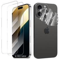 Screen Protector - Tempered Glass - for iPhone 16 Pro Max - 2 Glasses + 2 Camera Lenses - Scratch-Resistant - Shockproof skaidri
