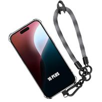 Silicone Case - for iPhone - 16 Plus - Transparent - Removable Lanyard - Shockproof Protection pilka