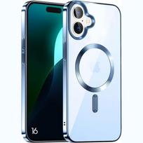 Protective case - for iPhone - 16 - Shockproof - Silicone - Blue chrome contour mėlyna