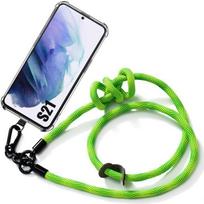 Case - BOOLING - for Samsung Galaxy S21 - Shockproof - Transparent - Removable Shoulder Strap žalia