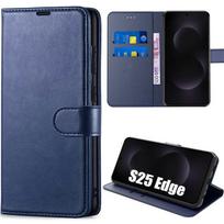 Protective case - BOOLING - for Samsung Galaxy S25 Edge - Synthetic leather - Shockproof - Anti-scratch mėlyna