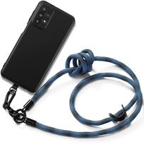 Samsung Galaxy A23 5G Cord Case Black Shockproof Protection with Detachable Blue Cord mėlyna