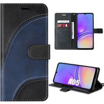 Protective Case - BOOLING - Samsung Galaxy A05 - Wave Pattern - Black-Navy Blue - Shockproof juoda
