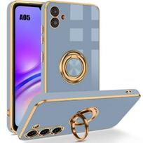 Case for Samsung Galaxy A05 - Blue - Hybrid Silicone - Shockproof - Rotating Stand - Gold Plating mėlyna