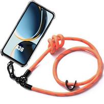 Case for Samsung Galaxy A36 5G, Transparent Shockproof with Orange Lanyard - BOOLING skaidri