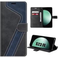 Case for Samsung Galaxy S23 FE, Patterned Protection in Black Faux Leather (not for S23) juoda