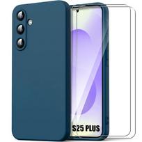 Case for Samsung Galaxy S25 Plus (Galaxy S25+) Navy Blue Silicone + 2 Tempered Glasses - BOOLING® mėlyna