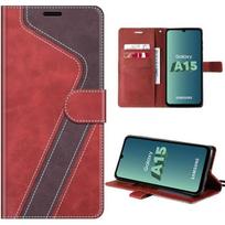 Shockproof Case - Booling - for Samsung Galaxy A15 - Red Faux Leather - Integrated Stand - Shockproof raudona