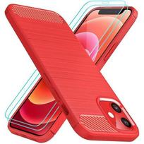 Phone case - PROSHOP - for iPhone 12 Mini - Flexible - Carbon fiber - Red raudona