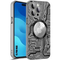 Case for iPhone 15 Pro Max with Magnetic Circle, Shockproof Hard Case Translucent Black + Tempered Glass Camera Protection juoda