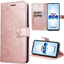 Protective Case - Booling - for Samsung Galaxy A54 5G - Synthetic Leather - Butterfly Pattern - Elegant rožinė