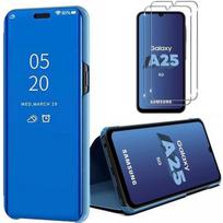 Coque de protection - BOOLING - pour Samsung Galaxy A25 5G - Antichoc - Translucide Miroir Bleu - 2 Verres Trempés mėlyna