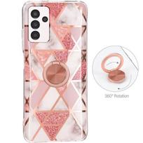 Silicone Case for Samsung Galaxy A13 5G - A04s Pink Marble With Ring Stand rožinė