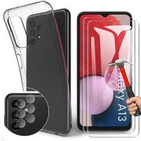 Protective case - BOOLING - for Samsung Galaxy A13 - Silicone - Transparent - with 2 Tempered Glasses skaidri