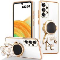 Silicone Case - Booling - for Samsung Galaxy A33 5G - Shockproof - Astronaut Stand - White balta