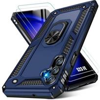 Case - BOOLING - for Samsung Galaxy S23 FE - Shockproof - Rigid - 360° Stand - with 2 Tempered Glasses mėlyna