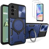 Protective case -BOOLING - for Samsung Galaxy A05s - Shockproof - Rotating stand - 2 Tempered glasses mėlyna