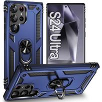 Case for Samsung Galaxy S24 Ultra - Ring Stand - Shockproof Protection - Reinforced Edge mėlyna