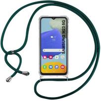 Coque Silicone pour Samsung Galaxy M23 5G AntiChoc Anti-Rayures Transparent avec Cordon Vert Nuit žalia