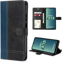 Shockproof Case - Booling - for Samsung Galaxy A15 - Anti-scratch - PU Leather - Two-tone Navy Blue mėlyna