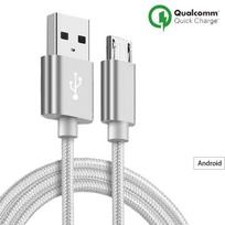 Micro USB Cable - PROSHOP - 1M - Silver Nylon - Android Compatible - Micro USB Connector