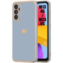 Case - Samsung - Galaxy M13 4G/M23 5G - Shockproof - Silicone TPU - Golden Heart Pattern mėlyna