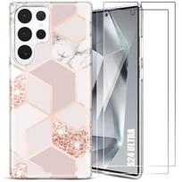 Case - BOOLING - for Samsung Galaxy S24 Ultra - Durable TPU - Slim and Elegant - 2 Tempered Glasses Included rožinė