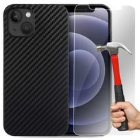 Case for iPhone 13 Pro Max - Silicone - Ultra Slim - Carbon Fiber - 2 Tempered Glasses - Screen Protector juoda