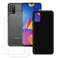 Case and Screen Protector - FZ - Samsung Galaxy A02S - Black - Flexible - Includes 2 Tempered Glasses juoda