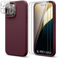 Protective Case - BOOLING - for iPhone 16 Pro Max - Liquid Silicone Burgundy - Matte Effect - Optimal Protection prancūziško vyno spalva