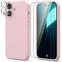 Protective Case - Silicone - for iPhone 16 - Pink - Flexible - 2 Tempered Glasses Included rožinė