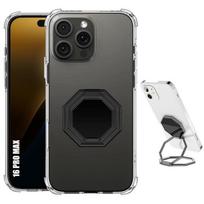 Case for iPhone 16 Pro Max - Transparent Silicone Shockproof Protection with Adjustable Stand