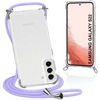 Protective case - BOOLING - for Samsung S22 - Flexible - Transparent - Purple necklace cord violetinė