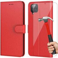 Case and Tempered Glass - Booling - for Samsung A12 - Red - Flexible - Anti-Scratch raudona